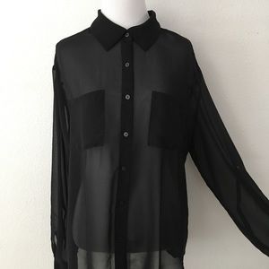 DECREE BLACK SHEER BLOUSE SIZE SMALL